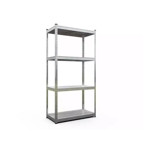 Металевий стелаж 160×80×30 см, 4 полиці, сталь, оцинкований, Бюджет, Кількість полиць: 4, Колір: оцинкований, Матеріал полиць: метал, Висота: 160, Ширина: 80, Глибина: 30фото