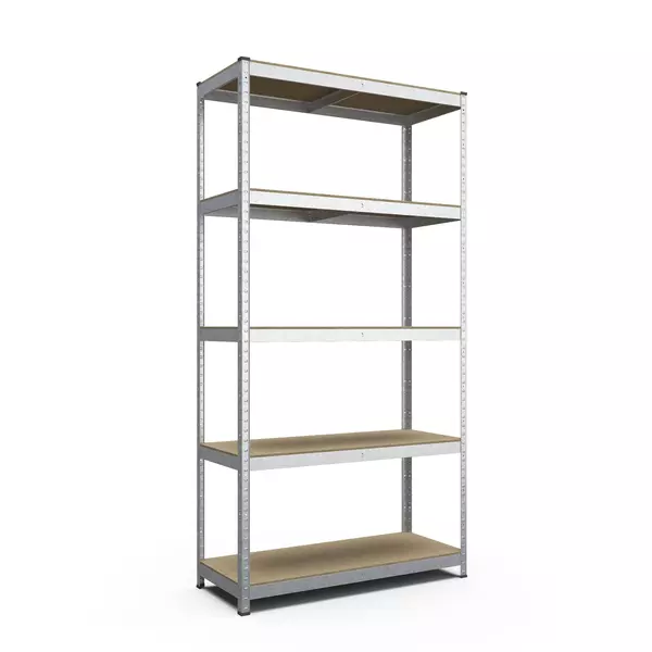 Металевий стелаж 180×90×60 см, 5 полиць, ДСП, оцинкований, Стандарт, Кількість полиць: 5, Колір: оцинкований, Висота: 180, Ширина: 90, Глибина: 60фото