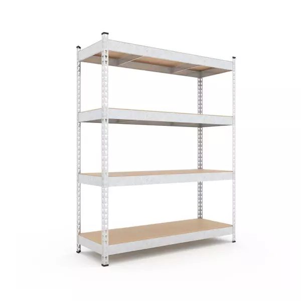 Металевий стелаж 180×180×70 см, 4 полиці, ДСП, оцинкований, Титан, Кількість полиць: 4, Колір: оцинкований, Висота: 180, Ширина: 180, Глибина: 70фото