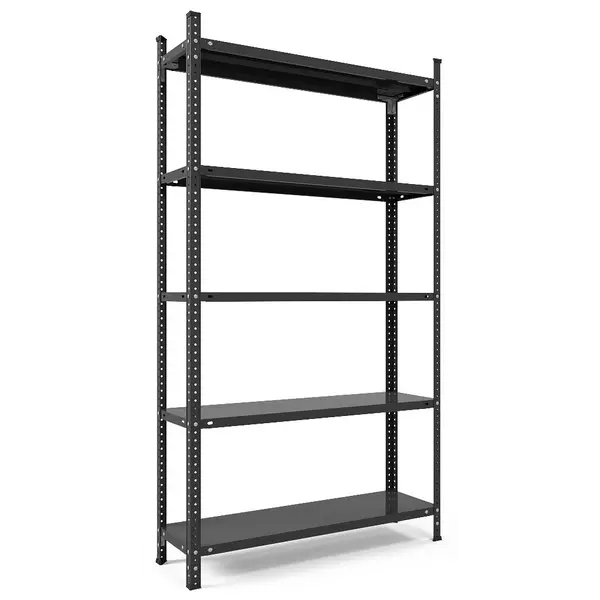 Металевий стелаж 200×100×30 см, 5 полиць, чорний, Атлант, Кількість полиць: 5, Колір: чорний матовий, Висота: 200, Ширина: 100, Глибина: 30фото