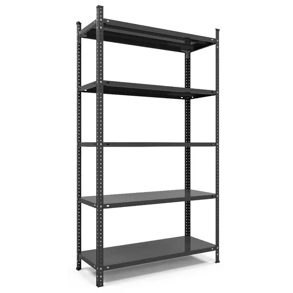 Металевий стелаж 200×90×50 см, 5 полиць, чорний, Атлант, Кількість полиць: 5, Колір: чорний матовий, Висота: 200, Ширина: 90, Глибина: 50фото