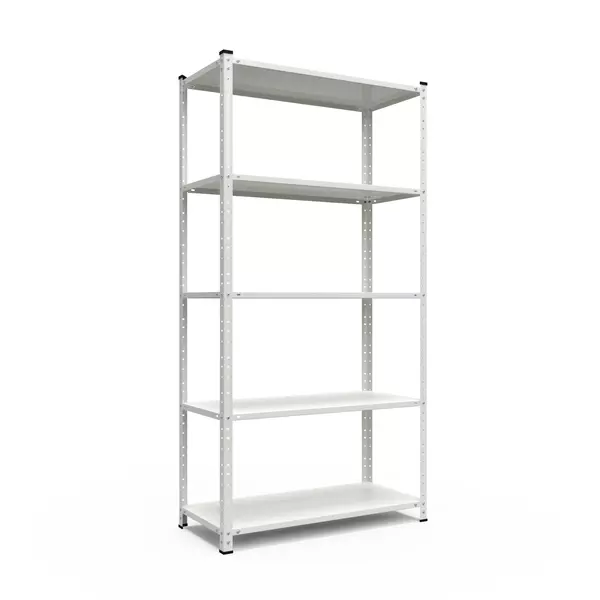 Металевий стелаж 184×95×34 см, 5 полиць, білий, Елегант-1, Кількість полиць: 5, Колір: білий, Висота: 184, Ширина: 95, Глибина: 34фото
