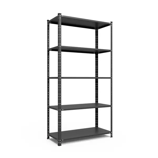 Металевий стелаж 184×95×44 см, 5 полиць, чорний, Елегант-2, Кількість полиць: 5, Колір: чорний глянець, Висота: 184, Ширина: 95, Глибина: 44фото