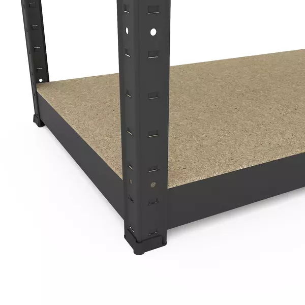 Металевий стелаж 160×80×40 см, 4 полиці, ДСП, чорний, Бюджет, Кількість полиць: 4, Колір: чорний матовий, Матеріал полиць: ДСП, Висота: 160, Ширина: 80, Глибина: 40фото, зображення 6