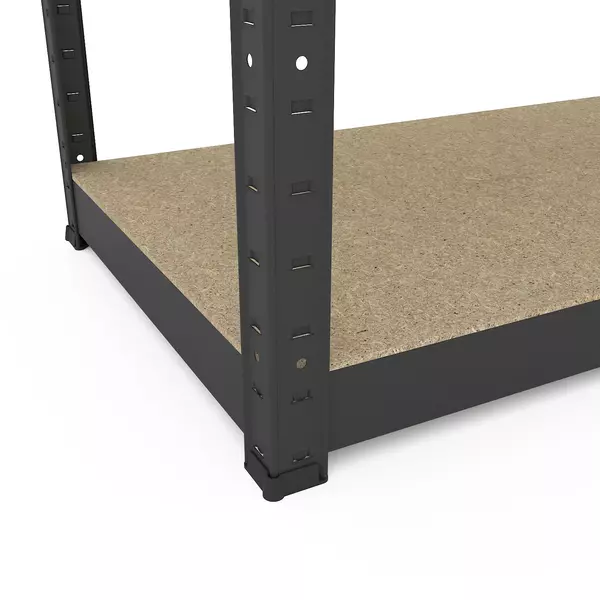 Металевий стелаж 200×100×45 см, 5 полиць, ДСП, чорний, Бюджет, Кількість полиць: 5, Колір: чорний матовий, Матеріал полиць: ДСП, Висота: 200, Ширина: 100, Глибина: 45фото, зображення 9