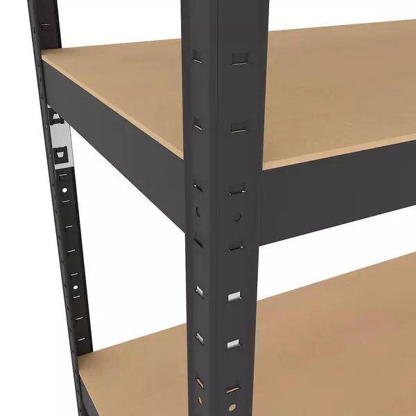 Металевий стелаж 160×80×30 см, 4 полиці, МДФ, чорний, Бюджет, Кількість полиць: 4, Колір: чорний матовий, Матеріал полиць: МДФ, Висота: 160, Ширина: 80, Глибина: 30фото, зображення 5