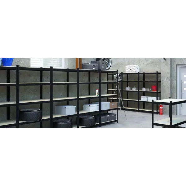 Металевий стелаж 180×80×60 см, 5 полиць, МДФ, чорний, Бюджет, Кількість полиць: 5, Колір: чорний матовий, Матеріал полиць: МДФ, Висота: 180, Ширина: 80, Глибина: 60фото, зображення 3