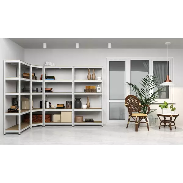 Металевий стелаж 180×90×45 см, 5 полиць, ДСП, оцинкований, Бюджет, Кількість полиць: 5, Колір: оцинкований, Матеріал полиць: ДСП, Висота: 180, Ширина: 90, Глибина: 45фото, зображення 5