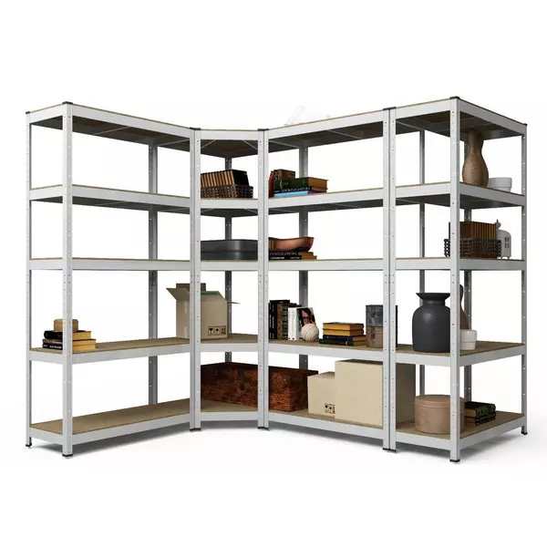 Металевий стелаж 180×80×30 см, 5 полиць, ДСП, оцинкований, Бюджет, Кількість полиць: 5, Колір: оцинкований, Матеріал полиць: ДСП, Висота: 180, Ширина: 80, Глибина: 30фото, зображення 9