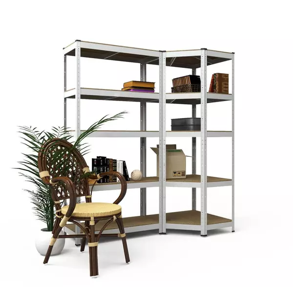 Металевий стелаж 200×100×40 см, 5 полиць, МДФ, оцинкований, Бюджет, Кількість полиць: 5, Колір: оцинкований, Матеріал полиць: МДФ, Висота: 200, Ширина: 100, Глибина: 40фото, зображення 8