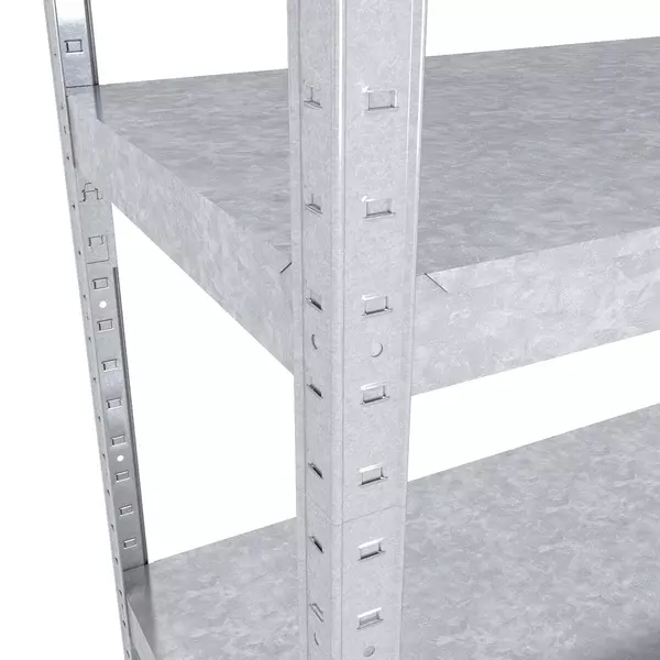 Металевий стелаж 160×80×30 см, 4 полиці, сталь, оцинкований, Бюджет, Кількість полиць: 4, Колір: оцинкований, Матеріал полиць: метал, Висота: 160, Ширина: 80, Глибина: 30фото, зображення 3