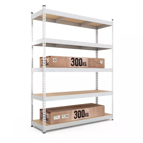 Металевий стелаж 240×180×40 см, 5 полиць, ДСП, оцинкований, Титан, Кількість полиць: 5, Колір: оцинкований, Висота: 240, Ширина: 180, Глибина: 40фото, зображення 4