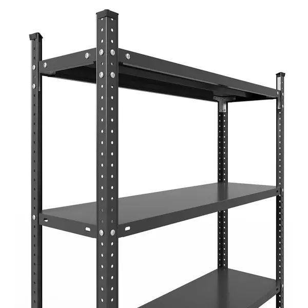 Металевий стелаж 200×100×30 см, 5 полиць, чорний, Атлант, Кількість полиць: 5, Колір: чорний матовий, Висота: 200, Ширина: 100, Глибина: 30фото, зображення 4