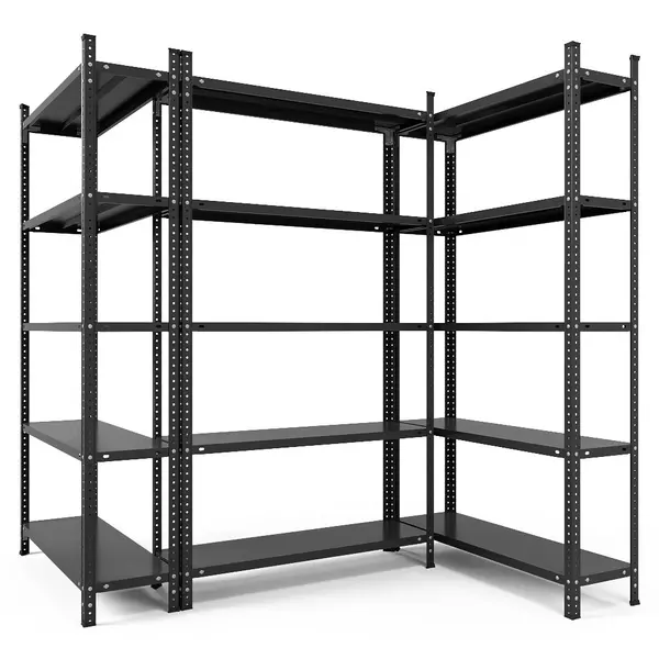 Металевий стелаж 200×100×30 см, 5 полиць, чорний, Атлант, Кількість полиць: 5, Колір: чорний матовий, Висота: 200, Ширина: 100, Глибина: 30фото, зображення 8