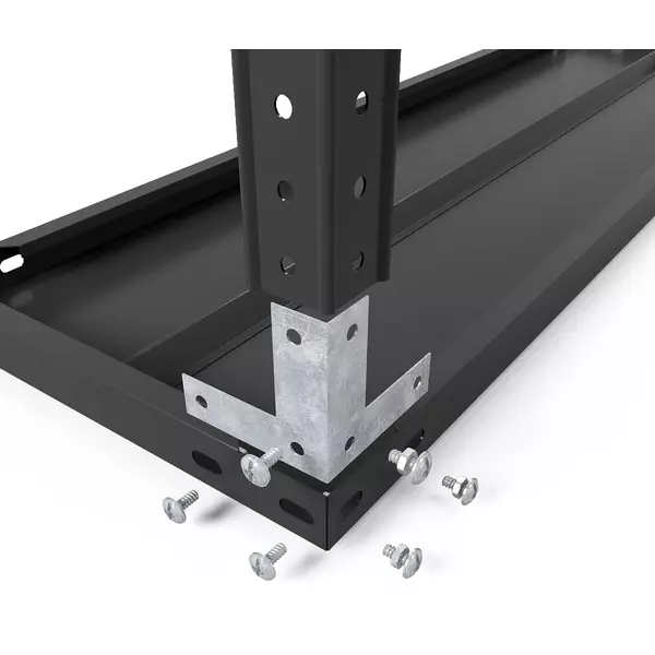 Металевий стелаж 200×90×30 см, 5 полиць, чорний, Атлант, Кількість полиць: 5, Колір: чорний матовий, Висота: 200, Ширина: 90, Глибина: 30фото, зображення 6