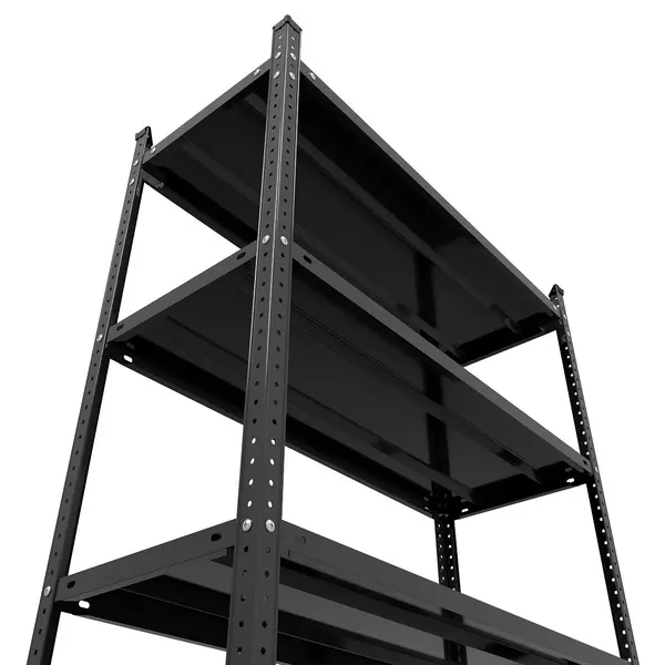 Металевий стелаж 200×120×50 см, 5 полиць, чорний, Атлант, Кількість полиць: 5, Колір: чорний матовий, Висота: 200, Ширина: 120, Глибина: 50фото, зображення 2