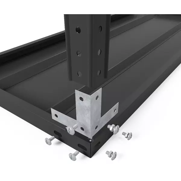 Металевий стелаж 200×100×50 см, 5 полиць, чорний, Атлант, Кількість полиць: 5, Колір: чорний матовий, Висота: 200, Ширина: 100, Глибина: 50фото, зображення 5