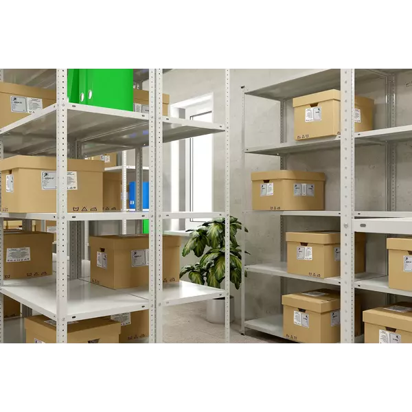 Металевий стелаж 200×100×50 см, 5 полиць, сірий, Атлант, Кількість полиць: 5, Колір: сірий, Висота: 200, Ширина: 100, Глибина: 50фото, зображення 10