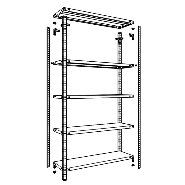 Металевий стелаж 200×100×30 см, 5 полиць, сірий, Атлант, Кількість полиць: 5, Колір: сірий, Висота: 200, Ширина: 100, Глибина: 30фото, зображення 9