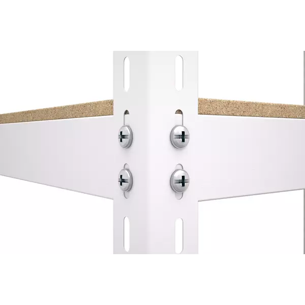 Металевий стелаж 180×90×50 см, 5 полиць, ДСП, білий, Еталонфото, зображення 10