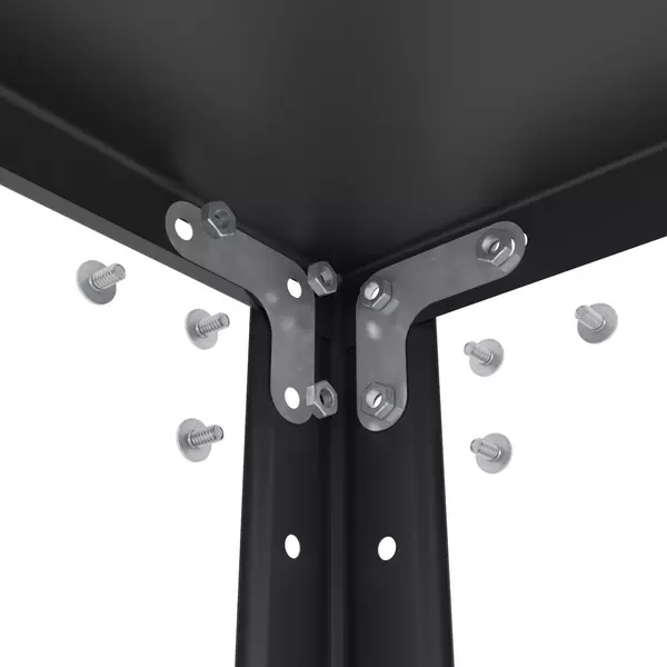 Металевий стелаж 184×95×34 см, 5 полиць, чорний, Елегант-1, Кількість полиць: 5, Колір: чорний глянець, Висота: 184, Ширина: 95, Глибина: 34фото, зображення 2