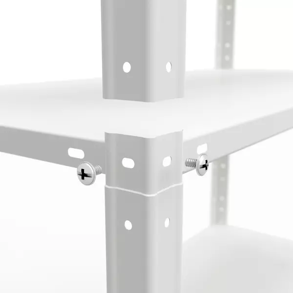 Металевий стелаж 184×95×44 см, 5 полиць, білий, Елегант-2, Кількість полиць: 5, Колір: білий, Висота: 184, Ширина: 95, Глибина: 44фото, зображення 10