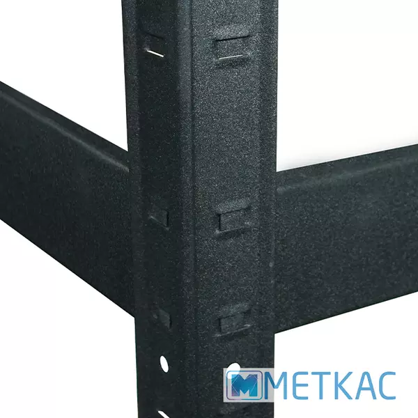 Металевий стелаж 180×40×40 см, 5 полиць, МДФ, чорний, Бюджет, Кількість полиць: 5, Колір: чорний матовий, Матеріал полиць: МДФ, Висота: 180, Ширина: 40, Глибина: 40фото, зображення 4