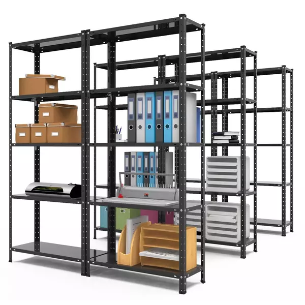 Металевий стелаж 200×120×50 см, 5 полиць, чорний, Атлант, Кількість полиць: 5, Колір: чорний матовий, Висота: 200, Ширина: 120, Глибина: 50фото, зображення 8