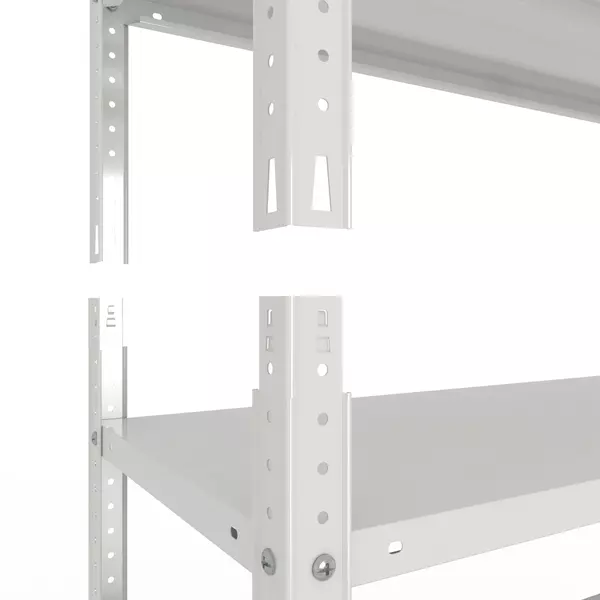 Металевий стелаж 220×90×60 см, 6 полиць, білий, Кронос, Кількість полиць: 5, Колір: білий, Висота: 220, Ширина: 90, Глибина: 60фото, зображення 6