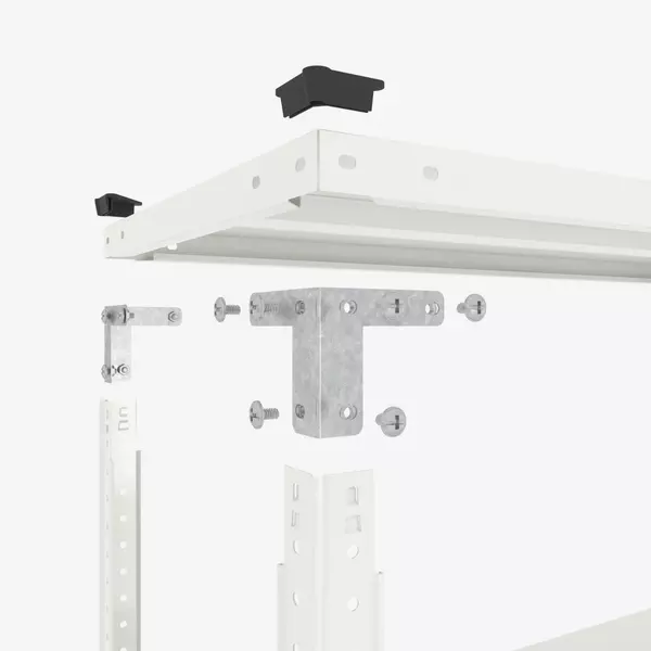 Металевий стелаж 220×90×40 см, 6 полиць, білий, Кронос, Кількість полиць: 5, Колір: білий, Висота: 220, Ширина: 90, Глибина: 40фото, зображення 7