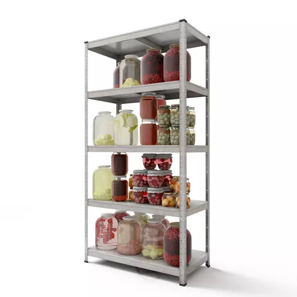 Металевий стелаж 180×100×30 см, 5 полиць, сталь, оцинкований, Бюджет, Кількість полиць: 5, Колір: оцинкований, Матеріал полиць: метал, Висота: 180, Ширина: 100, Глибина: 30фото, зображення 4