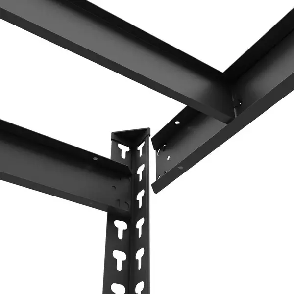 Металевий стелаж 180×120×80 см, 4 полиці, ДСП, чорний, Титан, Кількість полиць: 4, Колір: чорний матовий, Висота: 180, Ширина: 120, Глибина: 80фото, зображення 7
