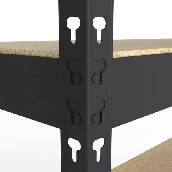 Металевий стелаж 240×160×70 см, 5 полиць, ДСП, чорний, Титан, Кількість полиць: 5, Колір: чорний матовий, Висота: 240, Ширина: 160, Глибина: 70фото, зображення 6