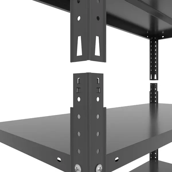 Металевий стелаж 180×120×50 см, 5 полиць, чорний, Кронос, Кількість полиць: 5, Колір: чорний матовий, Висота: 180, Ширина: 120, Глибина: 50фото, зображення 4
