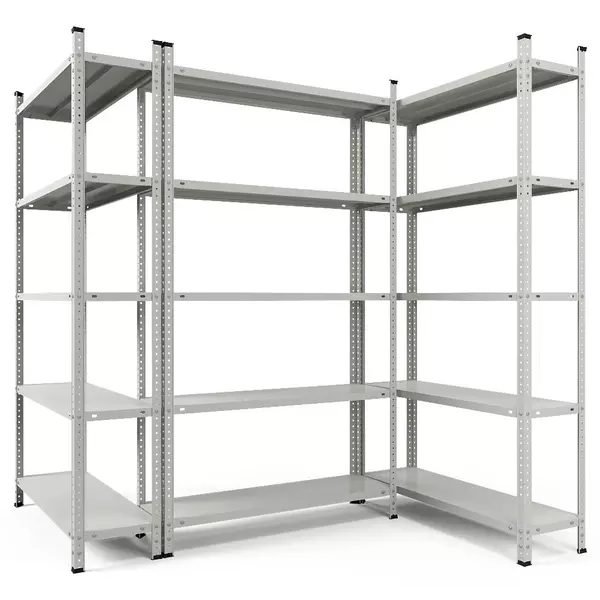 Металевий стелаж 200×90×30 см, 5 полиць, сірий, Атлант, Кількість полиць: 5, Колір: сірий, Висота: 200, Ширина: 90, Глибина: 30фото, зображення 5