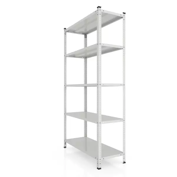 Металевий стелаж 180×100×60 см, 5 полиць, білий, Кронос, Кількість полиць: 5, Колір: білий, Висота: 180, Ширина: 100, Глибина: 60фото, зображення 3