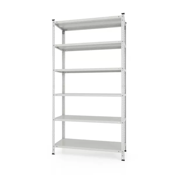 Металевий стелаж 220×90×60 см, 6 полиць, білий, Кронос, Кількість полиць: 5, Колір: білий, Висота: 220, Ширина: 90, Глибина: 60фото, зображення 4