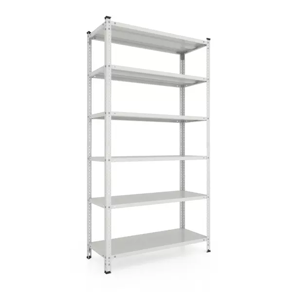 Металевий стелаж 220×90×60 см, 6 полиць, білий, Кронос, Кількість полиць: 5, Колір: білий, Висота: 220, Ширина: 90, Глибина: 60фото, зображення 5