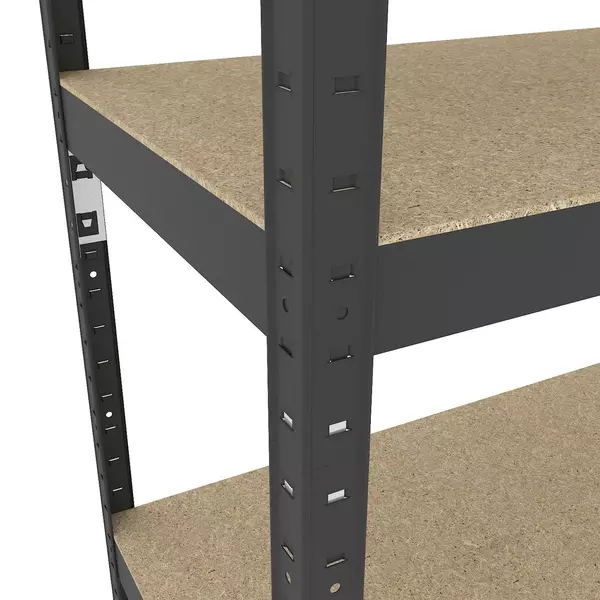 Металевий стелаж 180×120×60 см, 5 полиць, ДСП, чорний, Бюджет, Кількість полиць: 5, Колір: чорний матовий, Матеріал полиць: ДСП, Висота: 180, Ширина: 120, Глибина: 60фото, зображення 5