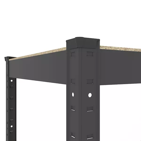 Металевий стелаж 180×110×30 см, 5 полиць, ДСП, чорний, Бюджет, Кількість полиць: 5, Колір: чорний матовий, Матеріал полиць: ДСП, Висота: 180, Ширина: 110, Глибина: 30фото, зображення 10