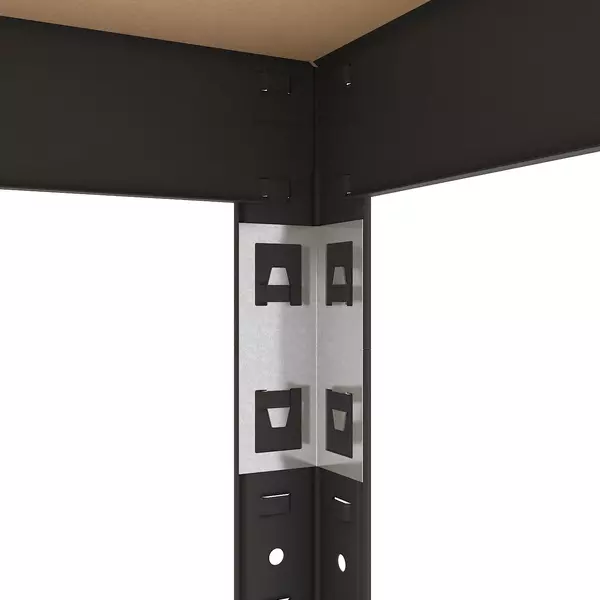 Металевий стелаж 180×120×40 см, 5 полиць, МДФ, чорний, Бюджет, Кількість полиць: 5, Колір: чорний матовий, Матеріал полиць: МДФ, Висота: 180, Ширина: 120, Глибина: 40фото, зображення 4