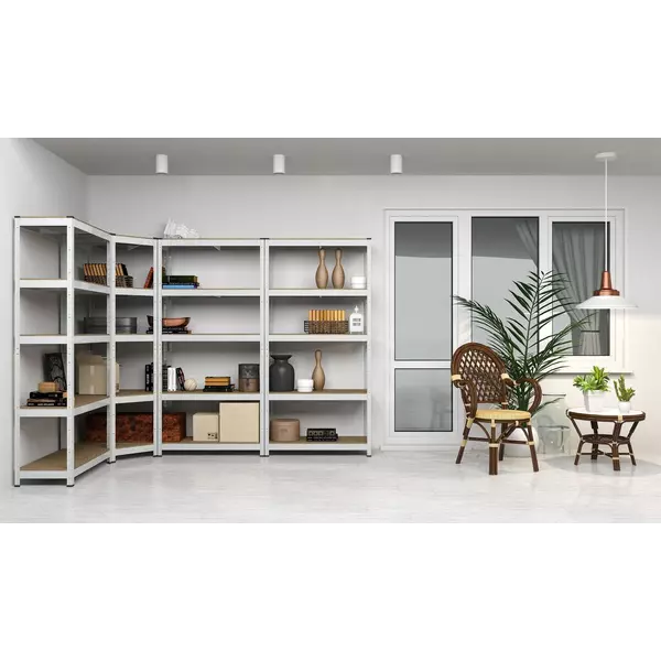 Металевий стелаж 180×120×30 см, 5 полиць, МДФ, оцинкований, Бюджет, Кількість полиць: 5, Колір: оцинкований, Матеріал полиць: МДФ, Висота: 180, Ширина: 120, Глибина: 30фото, зображення 5