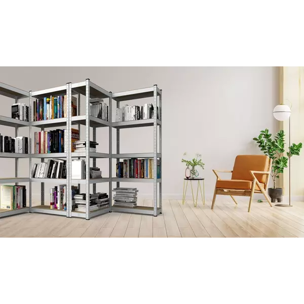 Металевий стелаж 180×120×50 см, 5 полиць, МДФ, оцинкований, Бюджет, Кількість полиць: 5, Колір: оцинкований, Матеріал полиць: МДФ, Висота: 180, Ширина: 120, Глибина: 50фото, зображення 6