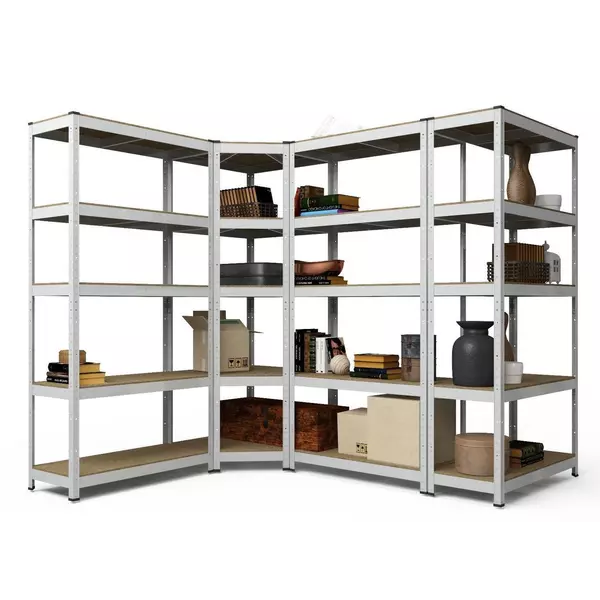 Металевий стелаж 180×120×40 см, 5 полиць, МДФ, оцинкований, Бюджет, Кількість полиць: 5, Колір: оцинкований, Матеріал полиць: МДФ, Висота: 180, Ширина: 120, Глибина: 40фото, зображення 9