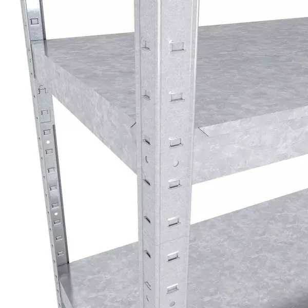 Металевий стелаж 180×100×60 см, 5 полиць, сталь, оцинкований, Бюджет, Кількість полиць: 5, Колір: оцинкований, Матеріал полиць: метал, Висота: 180, Ширина: 100, Глибина: 60фото, зображення 6