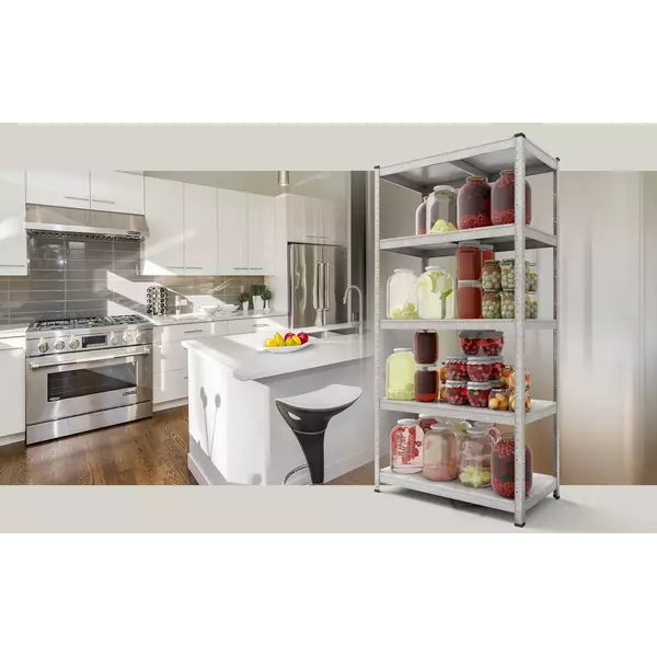 Металевий стелаж 180×120×40 см, 5 полиць, сталь, оцинкований, Бюджет, Кількість полиць: 5, Колір: оцинкований, Матеріал полиць: метал, Висота: 180, Ширина: 120, Глибина: 40фото, зображення 3