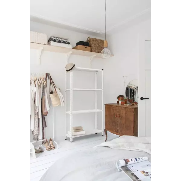 Металевий стелаж 150×75×30 см, 4 полиці, білий, РЕК-1, Кількість полиць: 4, Колір: білий, Висота: 150, Ширина: 75, Глибина: 30фото, зображення 4