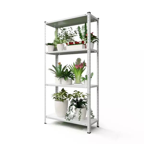 Металевий стелаж 150×75×30 см, 4 полиці, білий, РЕК-1, Кількість полиць: 4, Колір: білий, Висота: 150, Ширина: 75, Глибина: 30фото, зображення 5
