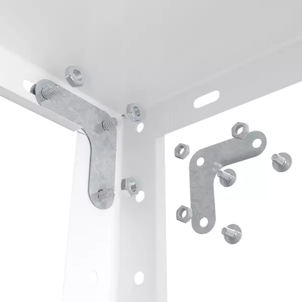 Металевий стелаж 150×75×30 см, 4 полиці, білий, РЕК-1, Кількість полиць: 4, Колір: білий, Висота: 150, Ширина: 75, Глибина: 30фото, зображення 10