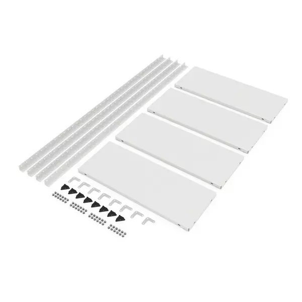 Металевий стелаж 150×75×30 см, 4 полиці, білий, РЕК-1, Кількість полиць: 4, Колір: білий, Висота: 150, Ширина: 75, Глибина: 30фото, зображення 12